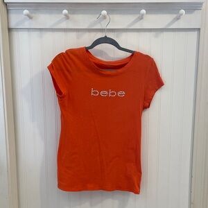 Vintage Y2K Bebe Orange Tee with Rhinestones